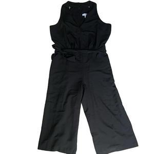 Calvin Klein Black Sleeveless Cropped Jumpsuit Pantsuit Size 12 Keyhole Classic